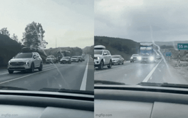 Hàng dài ô tô "nối đuôi" lấn làn trên cao tốc khiến nhiều người khiếp sợ: "Tưởng lạc vào đường một chiều"