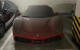 Siêu xe Ferrari 488 nằm phủ bụi trong hầm chung cư ở Hà Nội