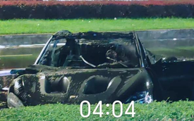 Xe điện Xiaomi SU7 Ultra bốc cháy sau tai nạn, người đi đường bất lực giải cứu