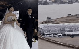 Mưa gió dữ dội làm rách rạp cưới chục tỷ của Viết Vương - Đỗ Hà, dàn xe tải được điều động gấp