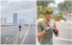 Quay đoàn xe đạp trên cầu Nhật Tân, người đàn ông bị một nhóm đuổi theo, bắt xóa clip