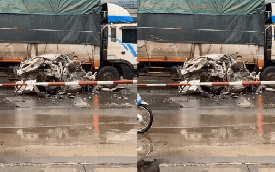 Clip gây choáng trong vụ tai nạn tại Ninh Bình: Xe con bị vò nát như giấy, tài xế vẫn an toàn như chưa có chuyện gì xảy ra