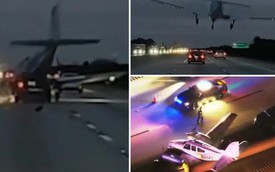 Kinh hoàng cảnh máy bay rơi xuống đường, đâm thẳng vào ô tô trên cao tốc