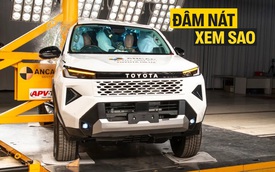 Clip này cho thấy Toyota Hilux 2026 sắp bán tại Việt Nam an toàn thế nào khi bị đâm bẹp đầu và hông với cả người lớn và trẻ em ngồi trong