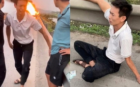 Tài xế xe tải quỳ sụp bật khóc khi chứng kiến hơn chục xe máy đang chở ra Hà Nội hóa tro tàn giữa cao tốc