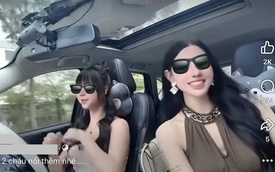 Hết mình với TikTok, hai cô gái "diễn xiếc" trong ô tô bất chấp nguy hiểm, netizen thở dài ngao ngán