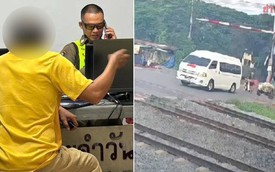 Thót tim nhìn xe đưa đón học sinh vượt rào chắn tàu hỏa: Nhân viên gào thét bất lực