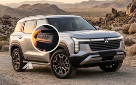 Mitsubishi Pajero đời mới nhá hàng nhiều hình ảnh ‘hot’ trước giờ G: Tên xe dập chìm trên khe gió hông, dải LED nhiều tầng nổi khối