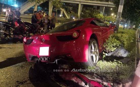 Siêu xe Ferrari 458 Italia Sài Thành gặp nạn giữa đêm khuya