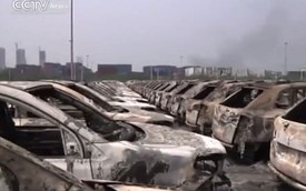 Cận cảnh “xác xe” trong vụ cháy nổ tại Thiên Tân