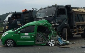 Nghệ An: Taxi Hyundai Grand i10 bị xe tải đâm nát, 2 người Đài Loan bị thương