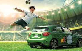 Hưởng ứng Euro, Huy Khánh trổ tài đá bóng cùng xế sang Mercedes-Benz