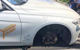 Biên Hòa: BMW 3-Series bị ăn trộm bánh trong bãi gửi xe của bệnh viện