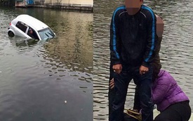 Hà Nội: 3 người co ro trên nóc xe Hyundai rơi xuống hồ trong ngày rét kỷ lục