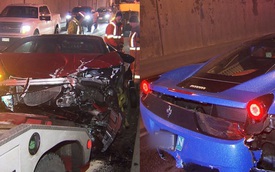 Cặp đôi siêu xe Lamborghini Huracan và Ferrari 458 Italia gặp tai nạn trong đường hầm