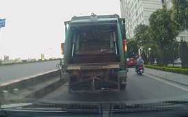 Hà Nội: Xe rác lùi ẩu, suýt húc vào đầu ô tô con