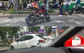 Sài Gòn: Chạy vào làn ô tô, biker cầm lái Benelli BN302 gây tai nạn