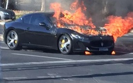 Dừng đèn đỏ, Maserati GranTurismo MC Stradale bỗng dưng bốc cháy