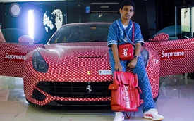Thiếu gia 15 tuổi kiêm tín đồ hàng hiệu khoác bộ cánh Louis Vuitton x Supreme cho siêu xe của mình