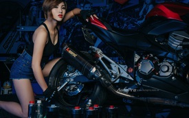 Nữ biker Việt khoe dáng cùng Kawasaki trong gara