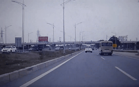 Hyundai Getz chạy ngược chiều trên cao tốc Hà Nội - Bắc Giang