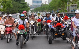 "Chất chơi" với đám rước dâu của stunter Việt được hộ tống bằng xe ATV và phân khối lớn