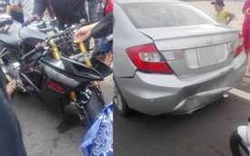 Suzuki GSX-R1000 va chạm kinh hoàng cùng Honda Civic tại Bàu Trắng