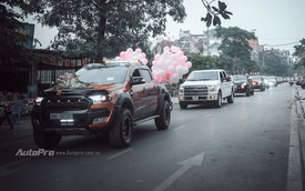 Dàn xe bán tải Ford Ranger đón dâu trên phố Hà thành