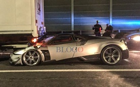 Siêu xe cực hiếm, cực đắt, Pagani Huayra BC rúc gầm xe tải tại Ý