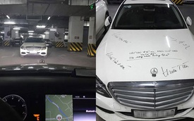 Hà Nội: Mercedes-Benz bị viết chữ "thừa tiền, vô ý thức" lên nắp capô