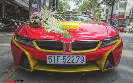 Xe hoa BMW i8 dán decal phong cách Iron Man tại Sài Gòn