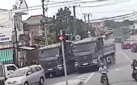 Đồng Nai: Ngỡ đường phố là trường đua, 2 chiếc xe ben đọ sức mạnh khiến người đi đường sợ hãi