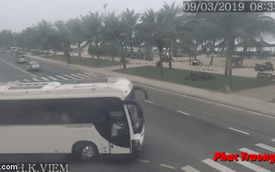 Cận cảnh pha quay đầu của xe khách gây tai nạn liên hoàn ở Đà Nẵng