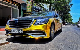 Đại gia Sài Gòn giả Mercedes-Benz S-Class như Maybach dát vàng Trung Đông, logo mâm xe như Rolls-Royce
