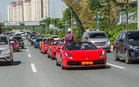 Dàn siêu xe, xe thể thao và xe siêu sang trị giá cả trăm tỷ diễu hành trên phố Hà Nội