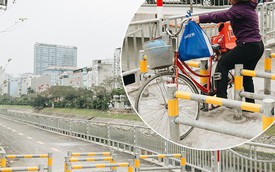 Đường đi bộ ven sông Tô Lịch: Xe máy phi ầm ầm dù có biển cấm, xe đạp "vượt" 3 hàng rào sắt trong ức chế