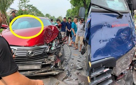 Hiện trường vụ Lexus tiền tỷ nát đầu, bung túi khí khi đối đầu xe bồn ở Hà Nội