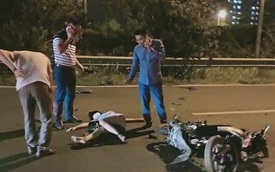 Clip: Phi xe ngược chiều trên đại lộ Thăng Long, người phụ nữ gặp tai nạn kinh hoàng