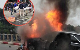 Sau khi gây tai nạn chết người, nữ tài xế Mercedes hoảng loạn đâm tiếp vào xe chở bình gas mới khiến xe phát nổ