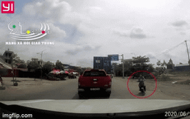 Clip: Tài xế xe tải "phanh cháy lốp" cứu người phụ nữ sang đường không quan sát