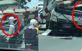 Xe tải đâm sập rào chắn độ cao cầu vượt Thái Hà, hình ảnh tay người bên vô lăng khiến dân mạng sợ hãi