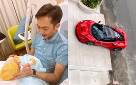 Cường Đô La than thở việc ở nhà chăm con gái cho Đàm Thu Trang lái siêu xe bạc tỉ đi cafe chiều chủ nhật