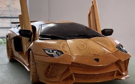 Cộng đồng quốc tế thán phục thợ Việt chế tác Lamborghini Aventador S bằng gỗ