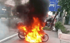Bình Dương: Khống chế thanh niên châm lửa tự đốt xe khi bị lập biên bản vi phạm
