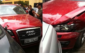 Xe Audi gây tai nạn liên hoàn trong trường học