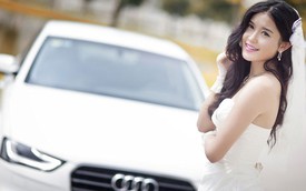  Cô dâu 18 tuổi Huyền My duyên dáng bên Audi A4