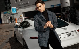 Lý Quí Khánh tạo dáng đầy thu hút bên Jaguar F-TYPE tại Dubai