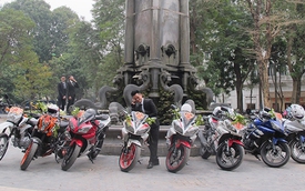 "Tiểu đội" Yamaha R15 rước dâu hoành tráng tại Hà Nội