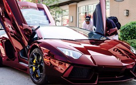 Lamborghini Aventador bọc chrome đỏ "nổi bần bật"