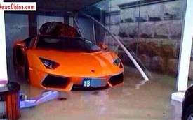 Lamborghini Aventador Roadster suýt "chết đuối" trong nước lũ